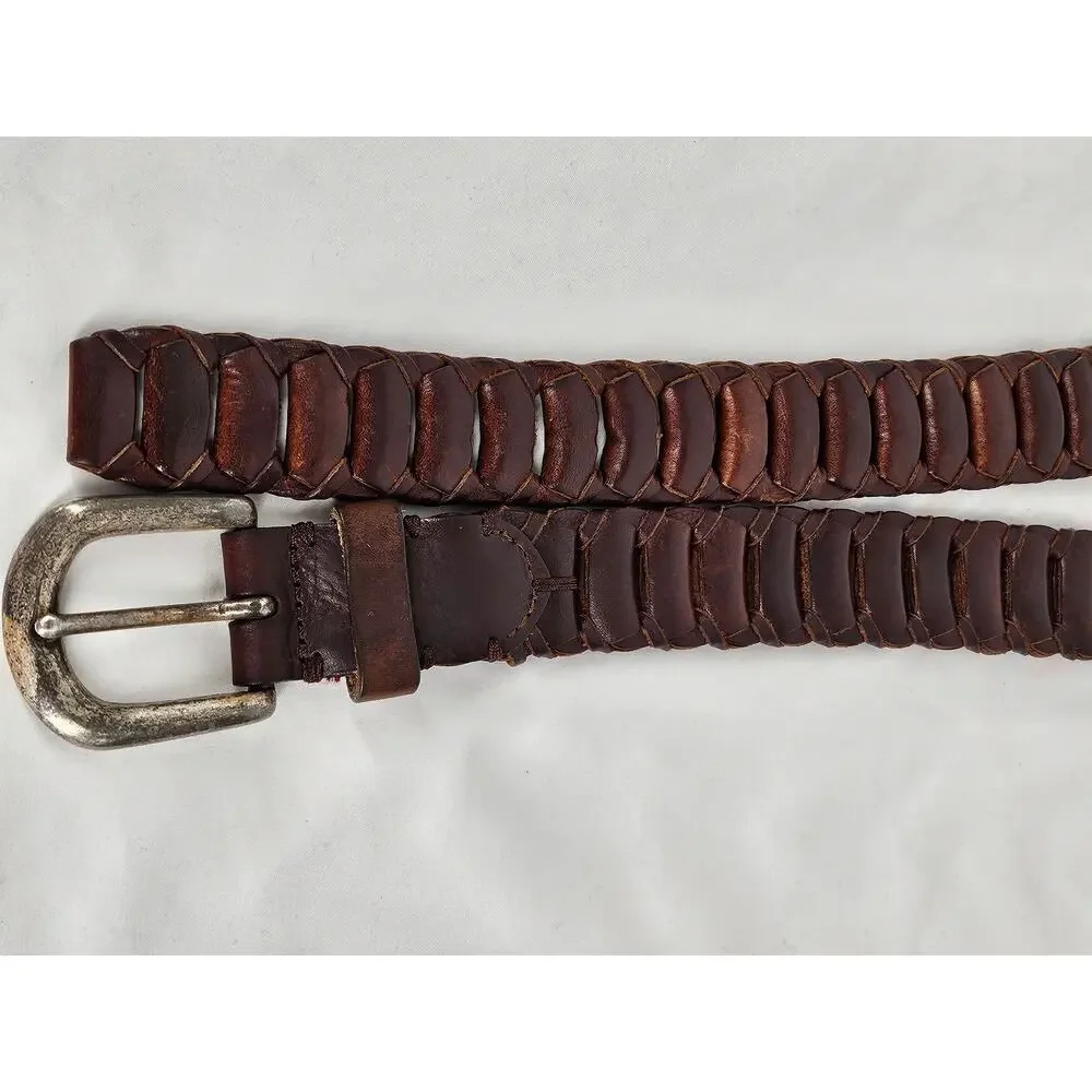 REWARD BRAND GENUINE LEATHER BRAIDED BELT SIZE 36 - DARK BROWN